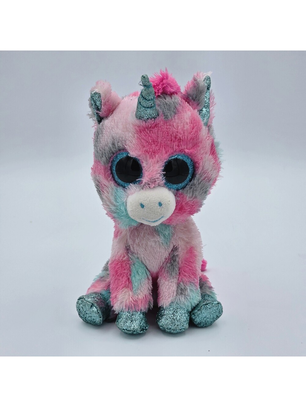 TY Gumball Unicorn Beanie Baby Tie-die Glitter Eyes Plush 6”